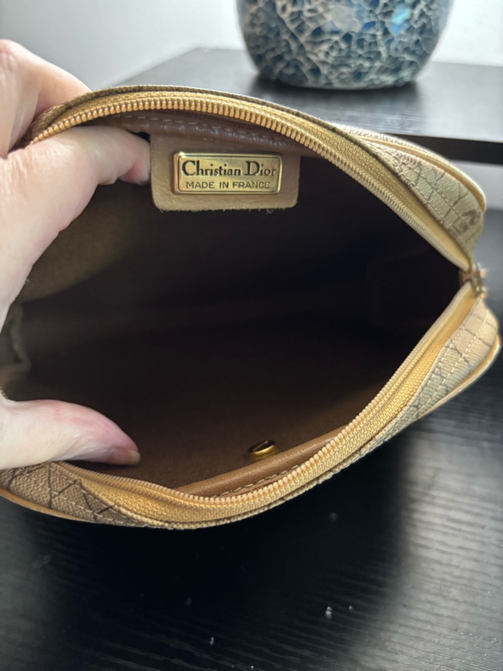 Authentic Vintage Christian Dior Honeycomb Canvas Clutch / Crossbody Bag - Picture 6 of 8